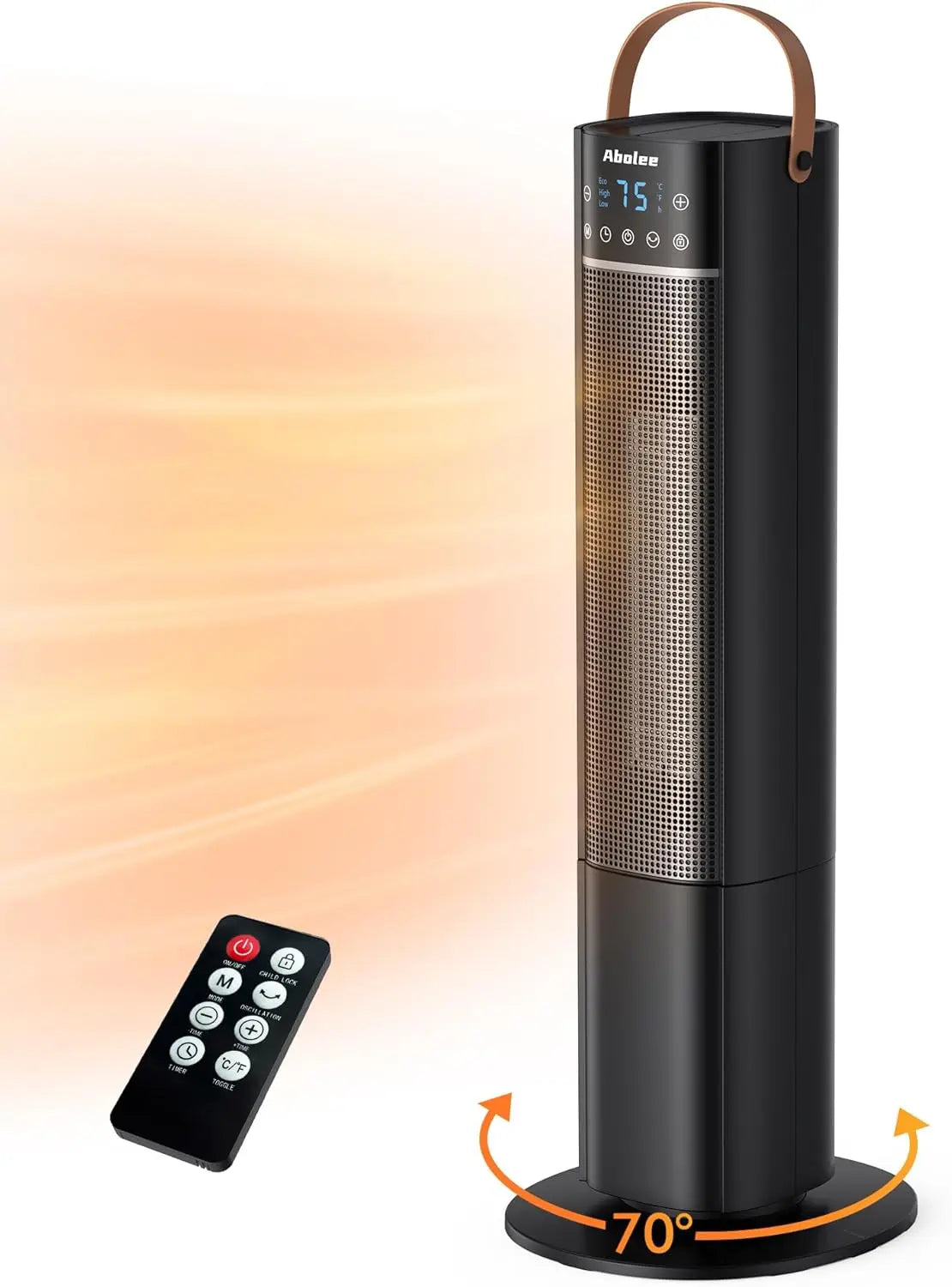 Calefactor Bajo consumption, 2000W Calefactor electric Cerámico PTC, Temporizador 12h, 3 Modos, Control Remoto, Protección Contra Sobrecalentamiento y Vuelco