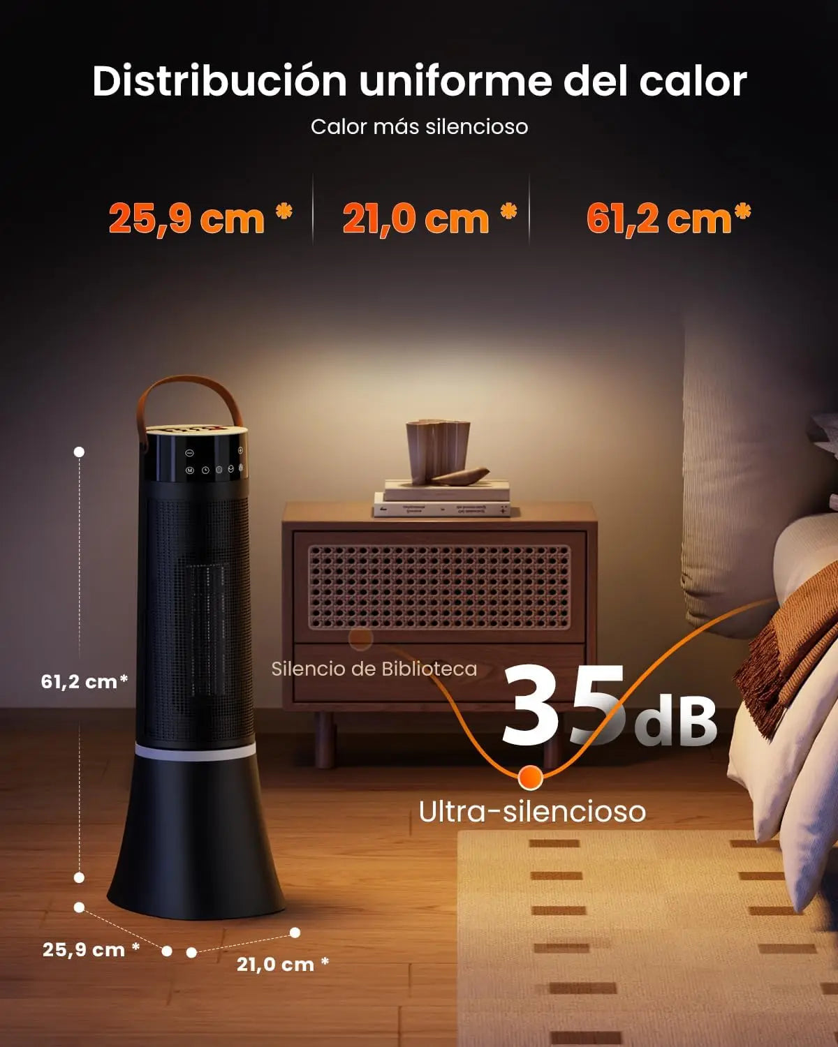 Calefactor Bajo consumption, 2000W Calefactor electric Cerámico PTC, Temporizador 12h, 3 Modos, Control Remoto, Protección Contra Sobrecalentamiento y Vuelco