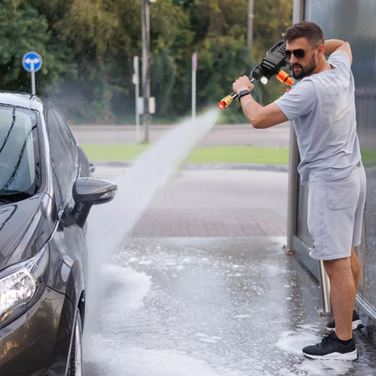 100Bar High Pressure Spray Car Washer Gun Cordless Rechargeable Washing Gun Powerful Car Cleaning Machine for Makita Battery Pin