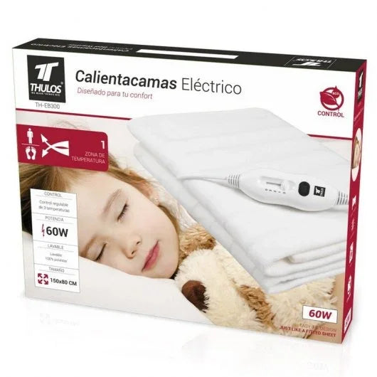 Electric blanket Thulos 60W, 150 x 80 cm, made of 100% polyester, features 3 heat levels, overheat protection, LED indicator, and is machine washable for winter use. Ideal thermal blanket for comfortable sleep. - AliExpress 15