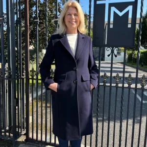 Christina Felix Full Length Wool & Cashmere Blend Coat | Navy