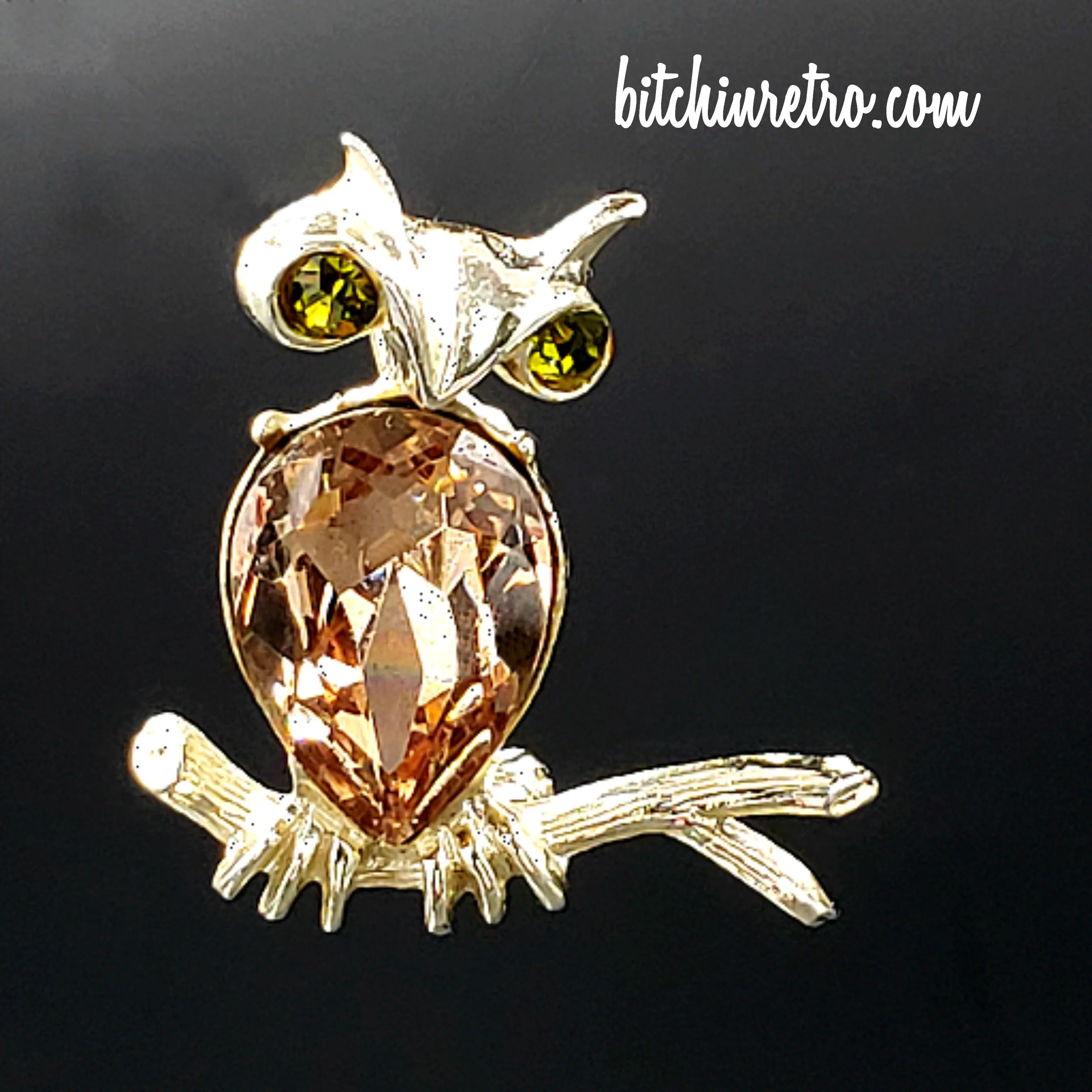 Dodds Vintage Rhinestone Owl Brooch