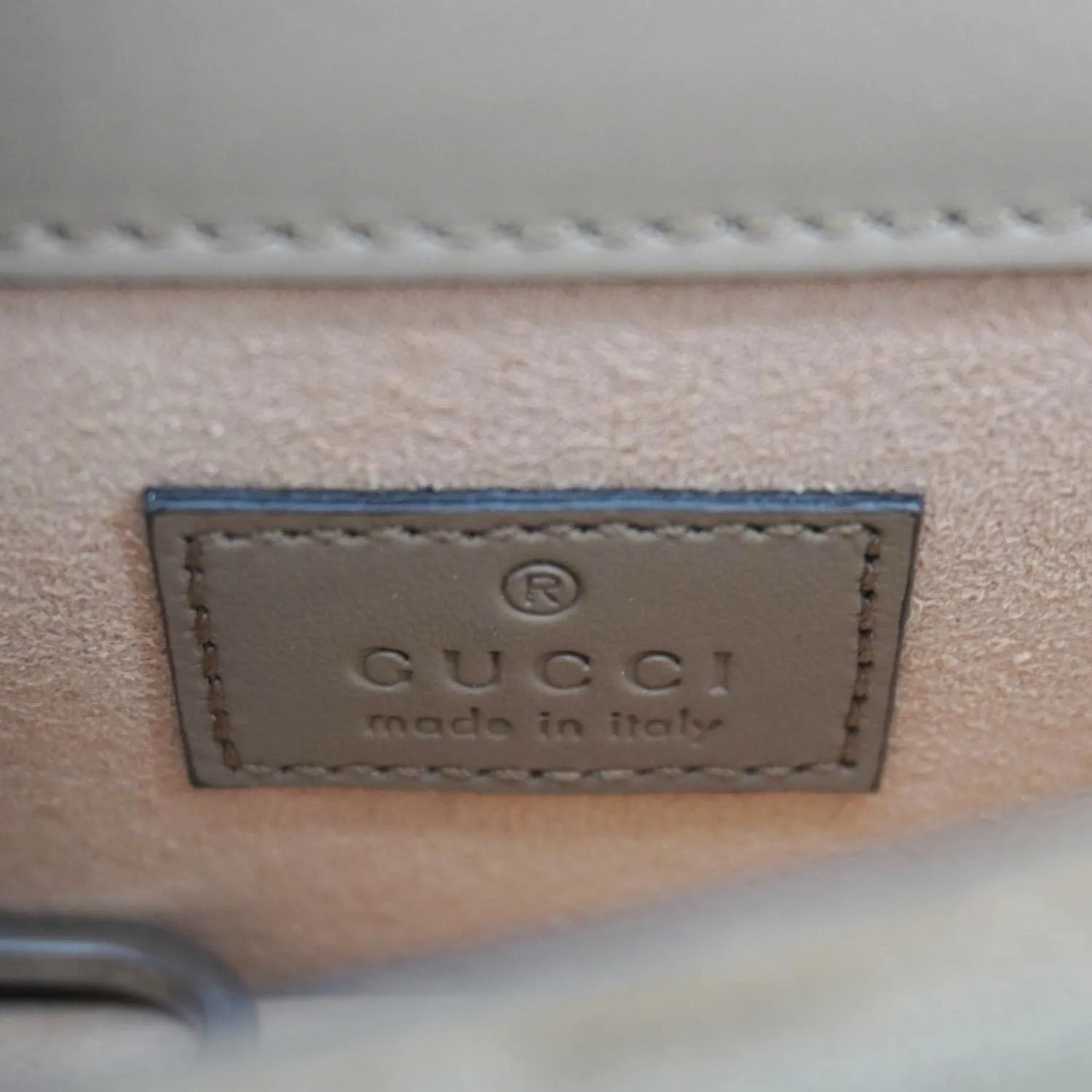 GUCCI Dionysus Super Mini GG Supreme Canvas Crossbody Bag Taupe 476432