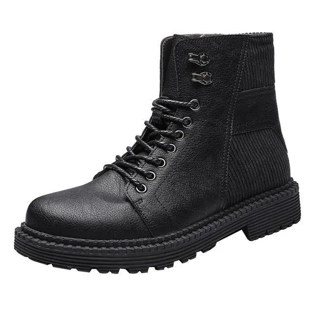Men's Patchwork Leather Martin Boots