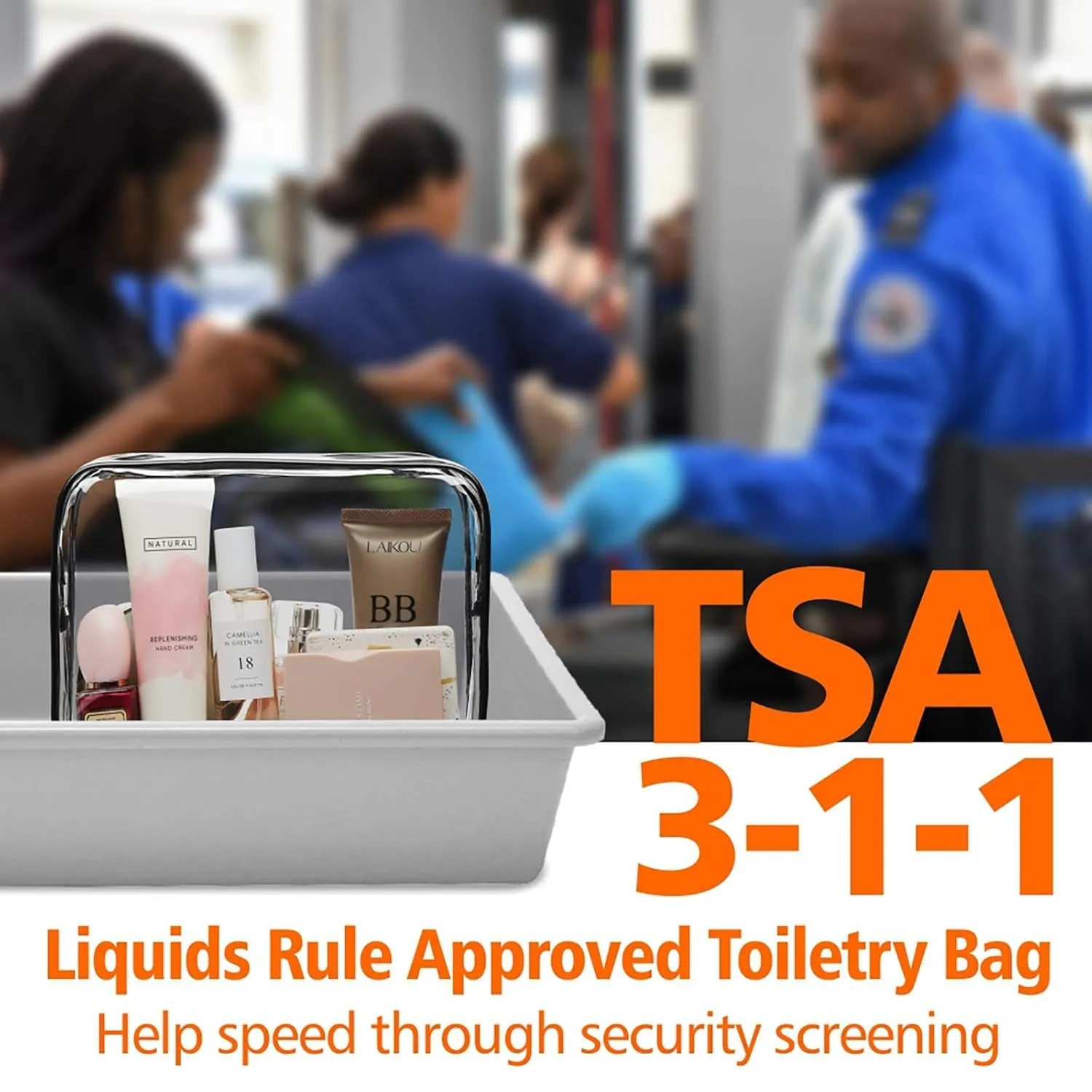 TSA Approved Waterproof Clear Makeup Toiletry Bag for Women and Men