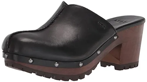 UGG Women's Judi Clog, Black Leather, 12