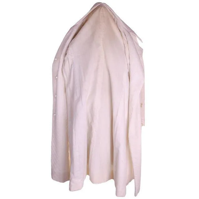 Vintage Textured White Poly Knit Trench Coat 1970s 44-42-52